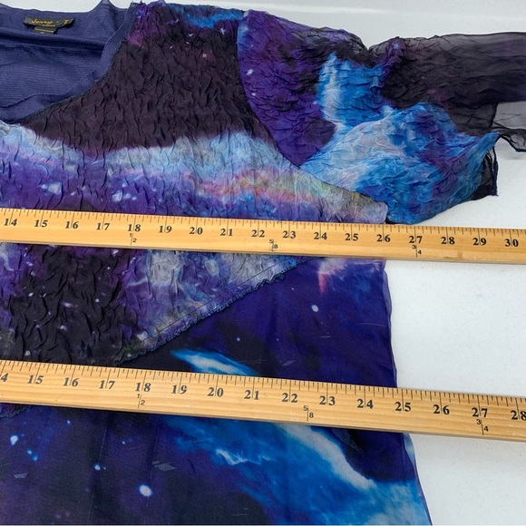 Jerry T Bouse Top Woman 3X  Purple Celestial Print Sheer Lined Flare Sleeve Boho - Picture 8 of 9